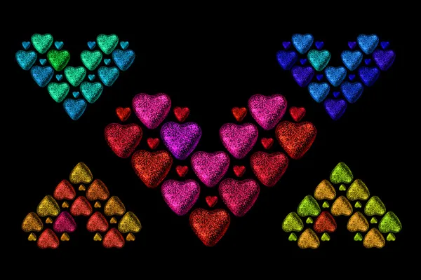 Corações mais coloridos do dia dos namorados — Fotografia de Stock