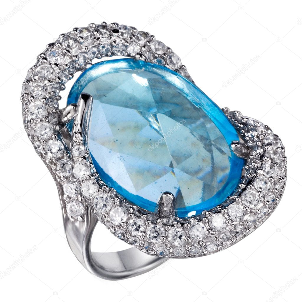 Ring with gemstones isolated