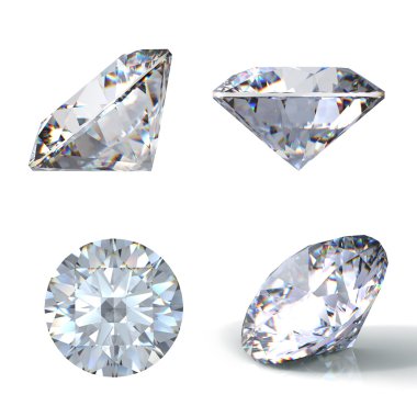 3d Round brilliant cut diamond clipart