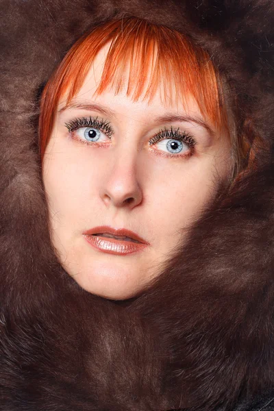 stock image Girl with fur coat.