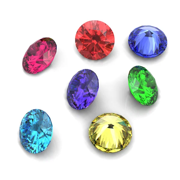 3d pedras preciosas redondas — Fotografia de Stock