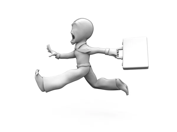 3D людина, яка біжить, запізнюється на зустріч — стокове фото