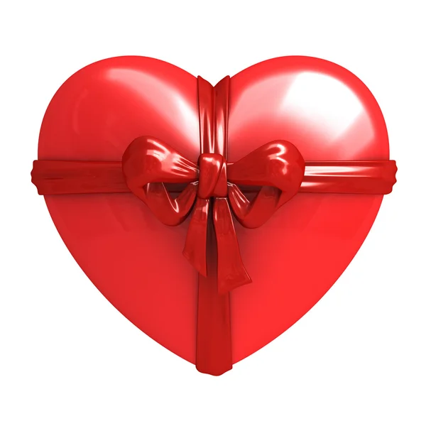 Красное сердце с лентой — стоковое фото