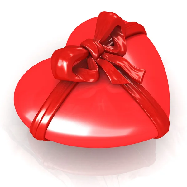 Red heart with ribbon — Stock Photo, Image
