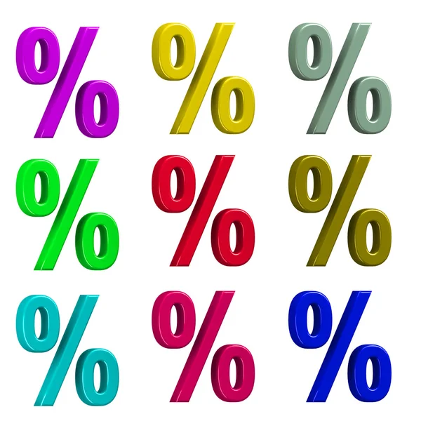 Percentage symbolen geïsoleerd op wit — Stockfoto