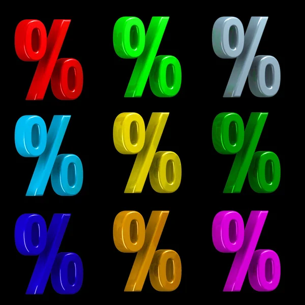 Percent symbols isolated on black — Stock Photo, Image