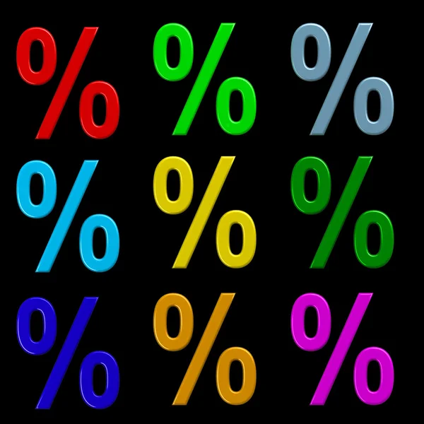 Prozentsymbole isoliert auf schwarz — Stockfoto