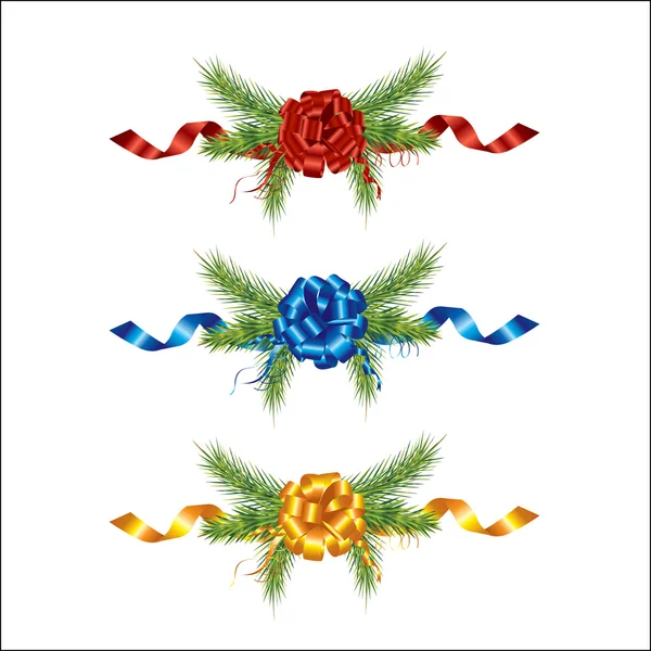 Beautifully christmas pine and ribbon — Stock Photo, Image