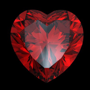 Red heart shaped garnet clipart