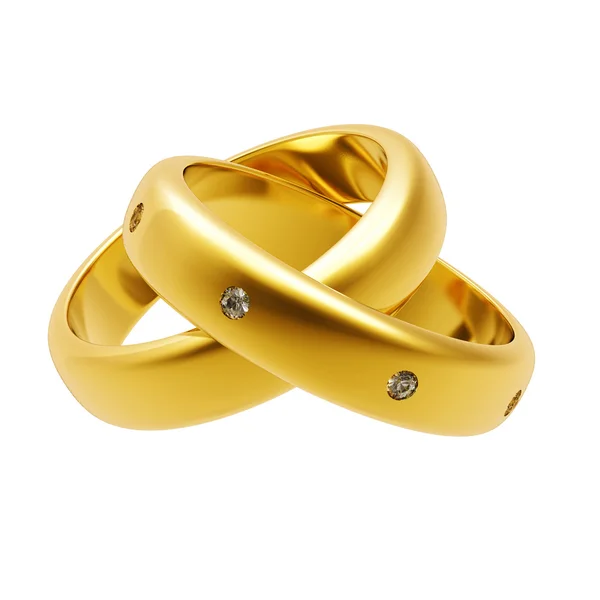 3 d の金の結婚指輪 — ストック写真