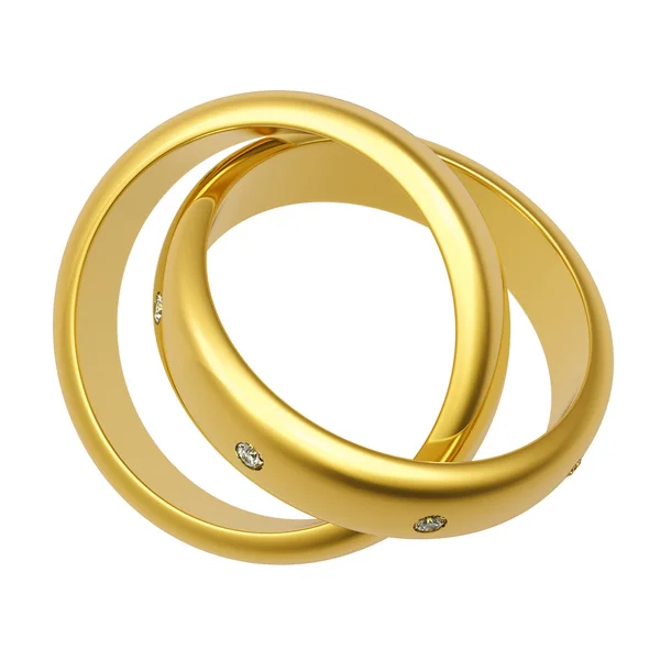 3D zlatý snubní prsten — Stock fotografie