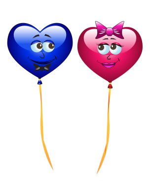 Colorful cartoon heart balloons clipart