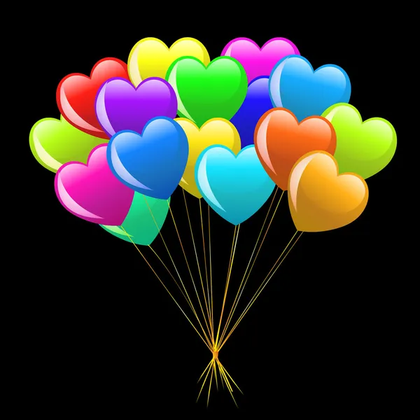 Balões coloridos do coração dos desenhos animados — Fotografia de Stock
