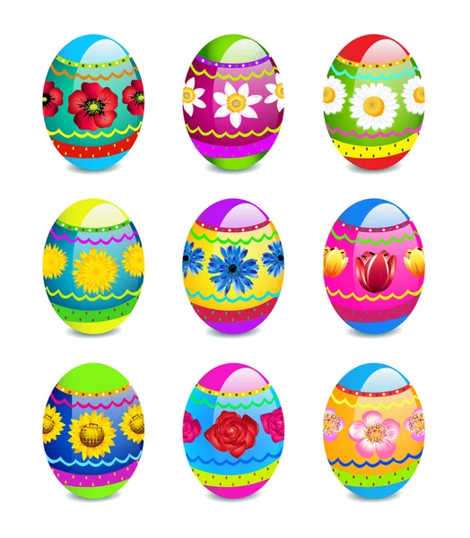 Easter eggs with spring flowers pattern — Stock Photo, Image