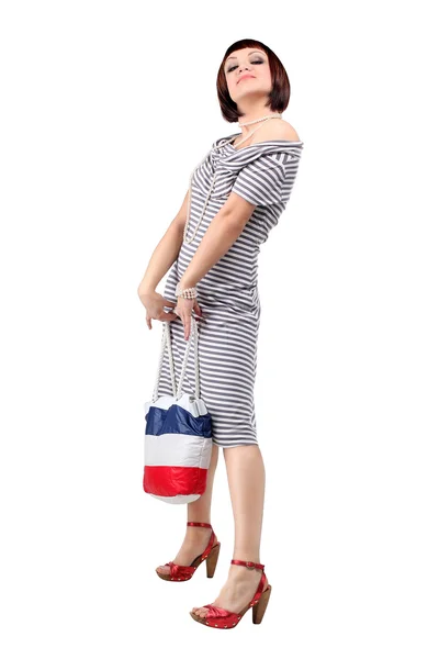 Sexy shopping woman with bag — Stock Photo, Image