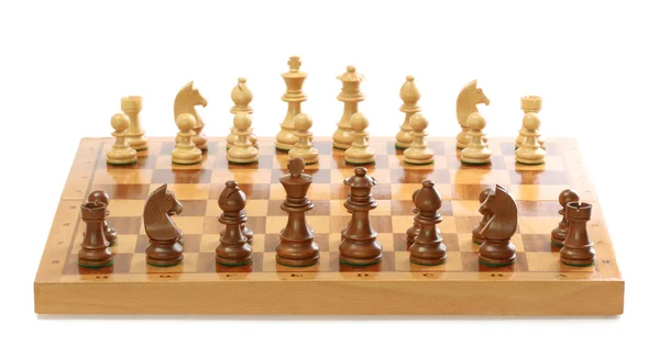 西洋棋棋子在棋盘上 — 图库照片