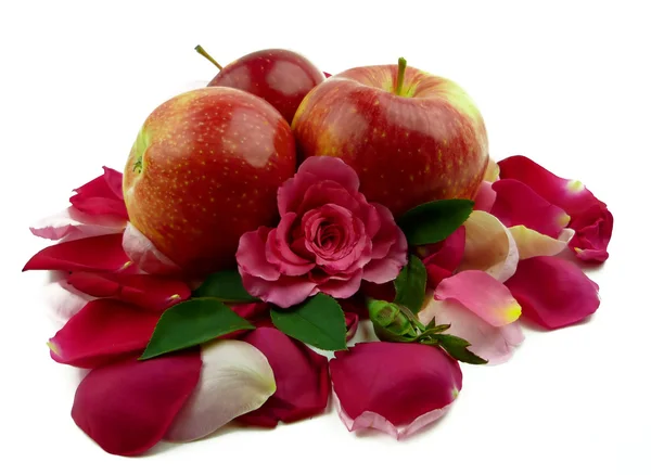 Jablko s květinami — Stock fotografie