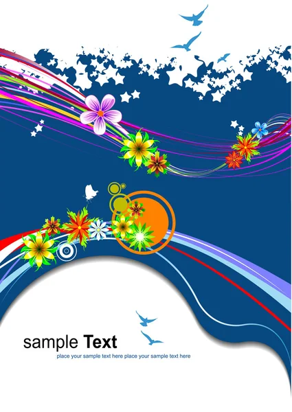 Květinové letní modré pozadí. vektorové il — Stockový vektor