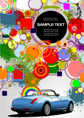 Abstract background with cabriolet image clipart