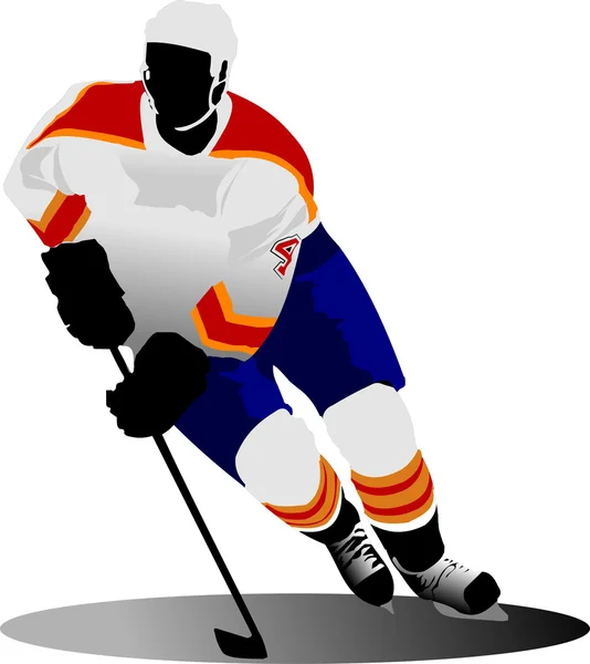 Jogador de hóquei no gelo. ilustração vetorial — Vetor de Stock