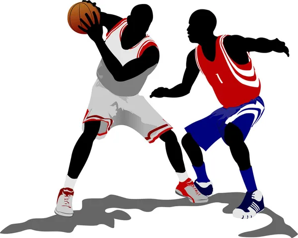 Jogadores de basquetebol. Ilustração vetorial — Vetor de Stock
