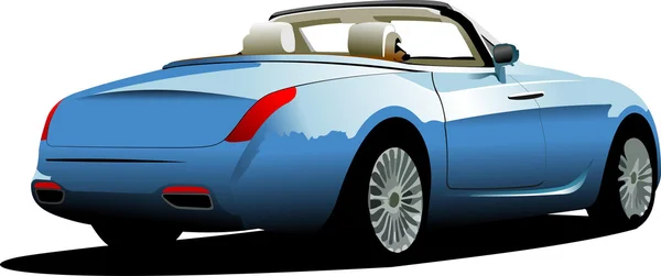 Blaues Auto Cabriolet auf der Straße. Vektor — Stockvektor