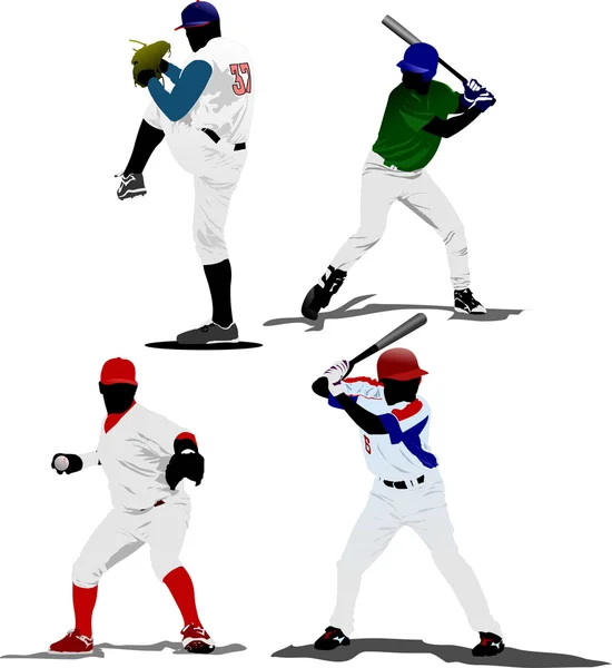 Vier baseball-spelers. vector illustrati — Stockvector