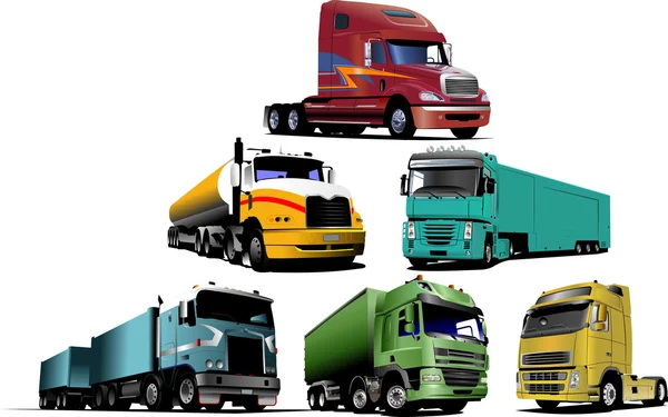 Färgad vektor illustration av lastbilar. h — Stock vektor