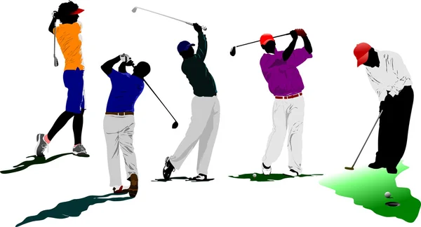 Jugadores de golf. Ilustración vectorial — Vector de stock