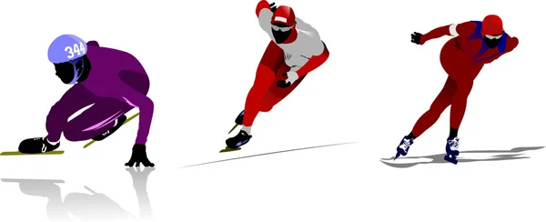 Skridskoåkning sport silhuetter. vektor illust — Stock vektor