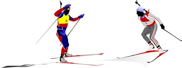 Silhouette da biathlon. Vettore illustr — Vettoriale Stock