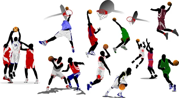 Баскетболисты. Векторная иллюстрация — стоковый вектор