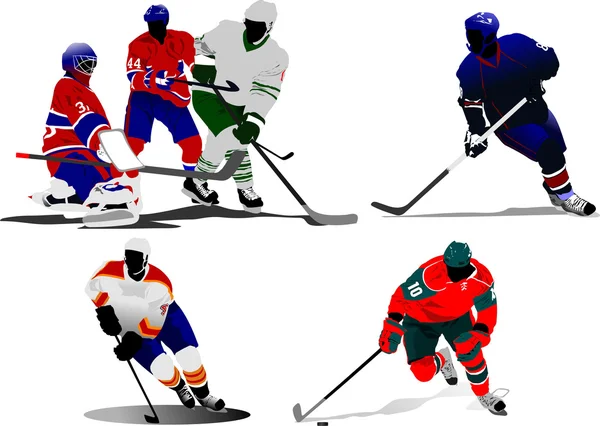 Jogadores de hóquei no gelo. Ilustração vetorial —  Vetores de Stock