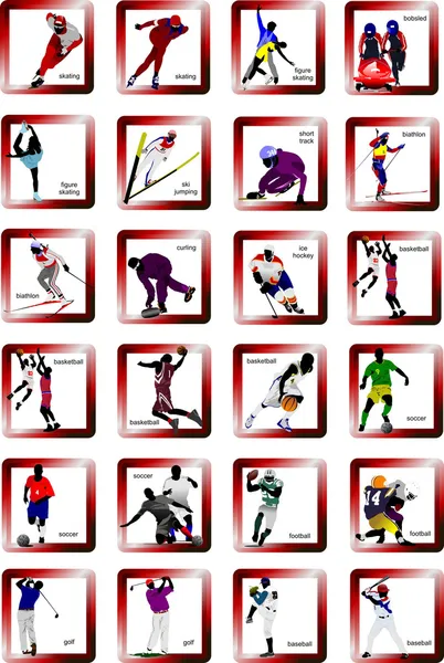 Иконки спортивного силуэта. Векторный иллюстрат — стоковый вектор