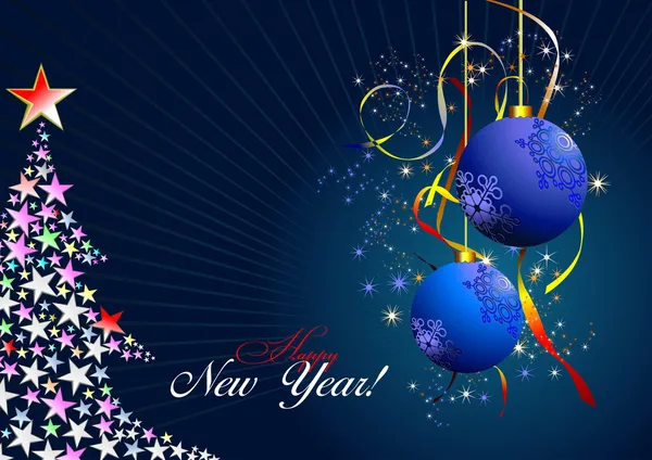 Navidad - Tarjeta de brillo de Año Nuevo con blu — Archivo Imágenes Vectoriales