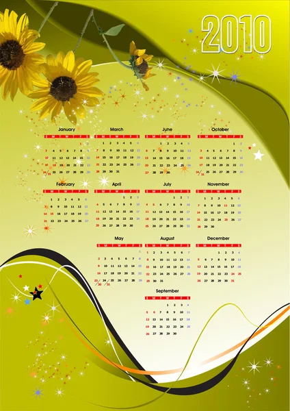 Kalender 2010. Vektorillustration — Stockvektor