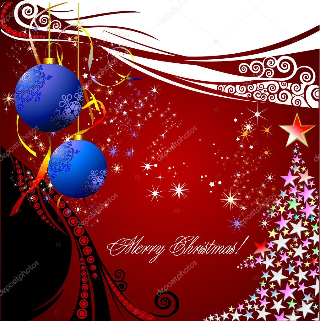 Christmas - New Year shine card with blu