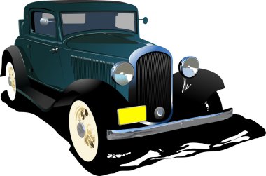 Old green cab. Vector illustration clipart