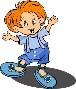 Red-haired funny little boy. Vector illu