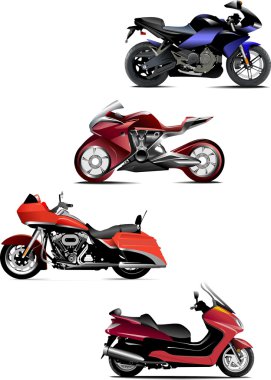 Four modern motorcycle. Vector illustra clipart