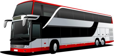 Double Decker red bus. Tourist coach. V clipart