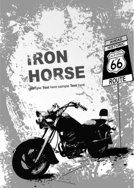 Grunge gray background with motorcycle i clipart