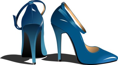 Fashion blue woman shoes. Vector illustr clipart