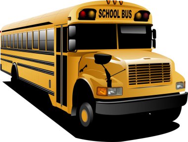 Yellow school bus. Vector illustration clipart