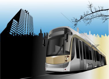 City transport. Tram clipart