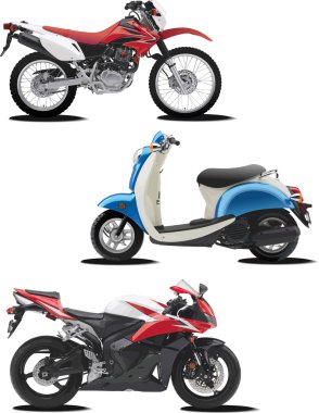 Three vector illustrations of motorcycle clipart