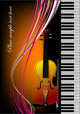 Piano with violin. Vector colored illust clipart