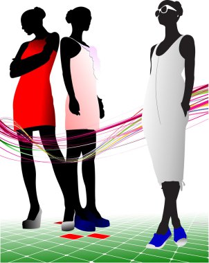 Women and men silhouettes. Vector illust clipart