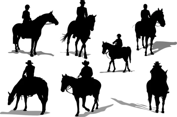 Horse riders silhouettes. Vector illustr — Stock Vector