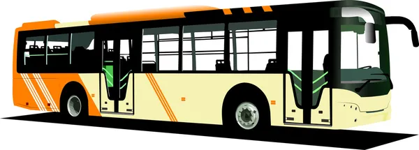 Autobús urbano amarillo. Entrenador. Ilustración vectorial — Vector de stock